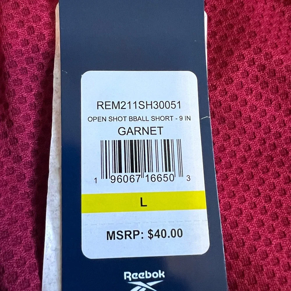 Reebok Mens Open Shot Basketball Shorts Garnet Red REM211SH30051 Size L 9 Inseam